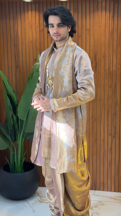 Pure Kanjivaram Kurta Set with Shawl & Dhoti ✨
