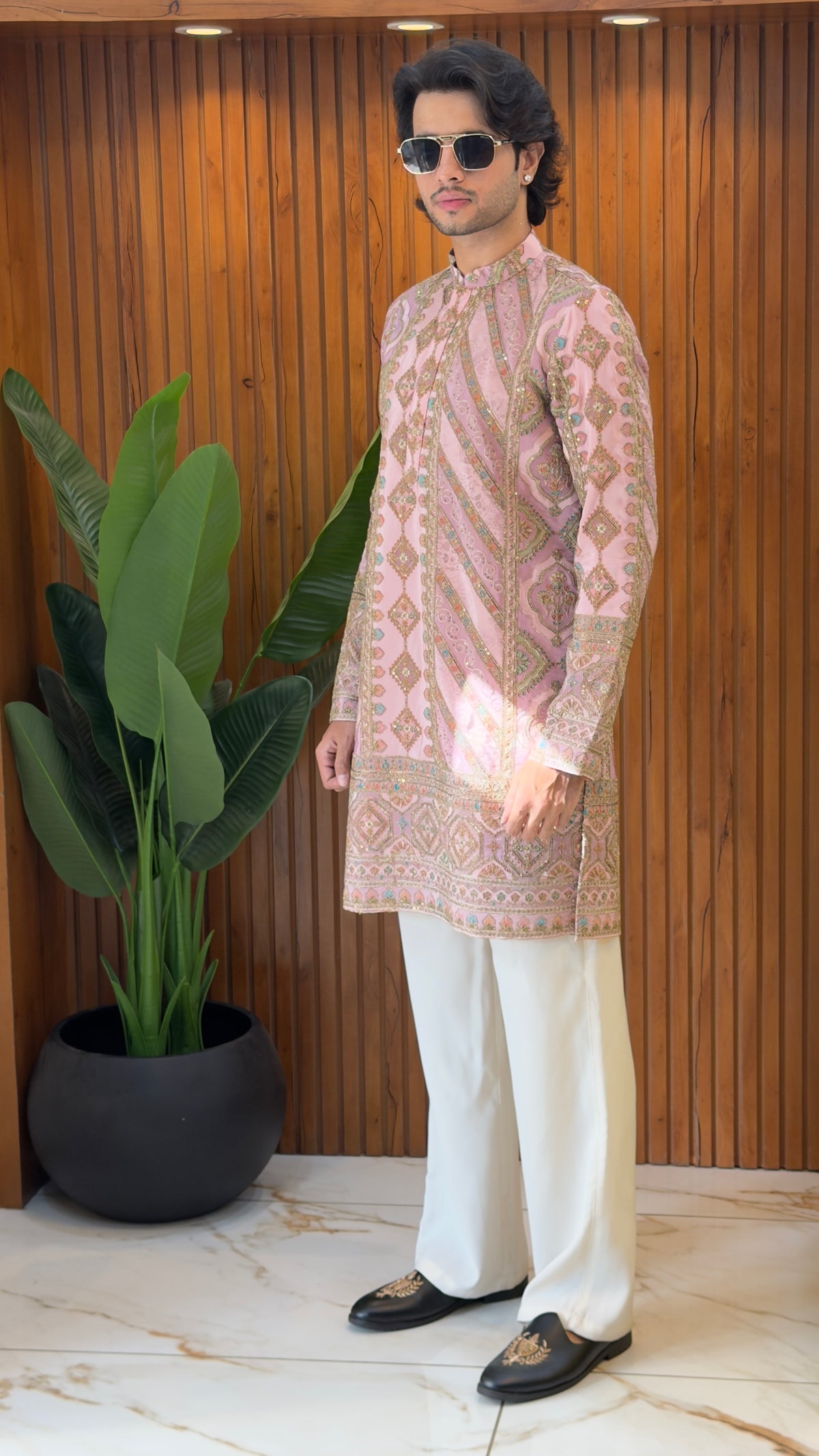 Blush Pink Heritage Embroidered Designer Kurta Set