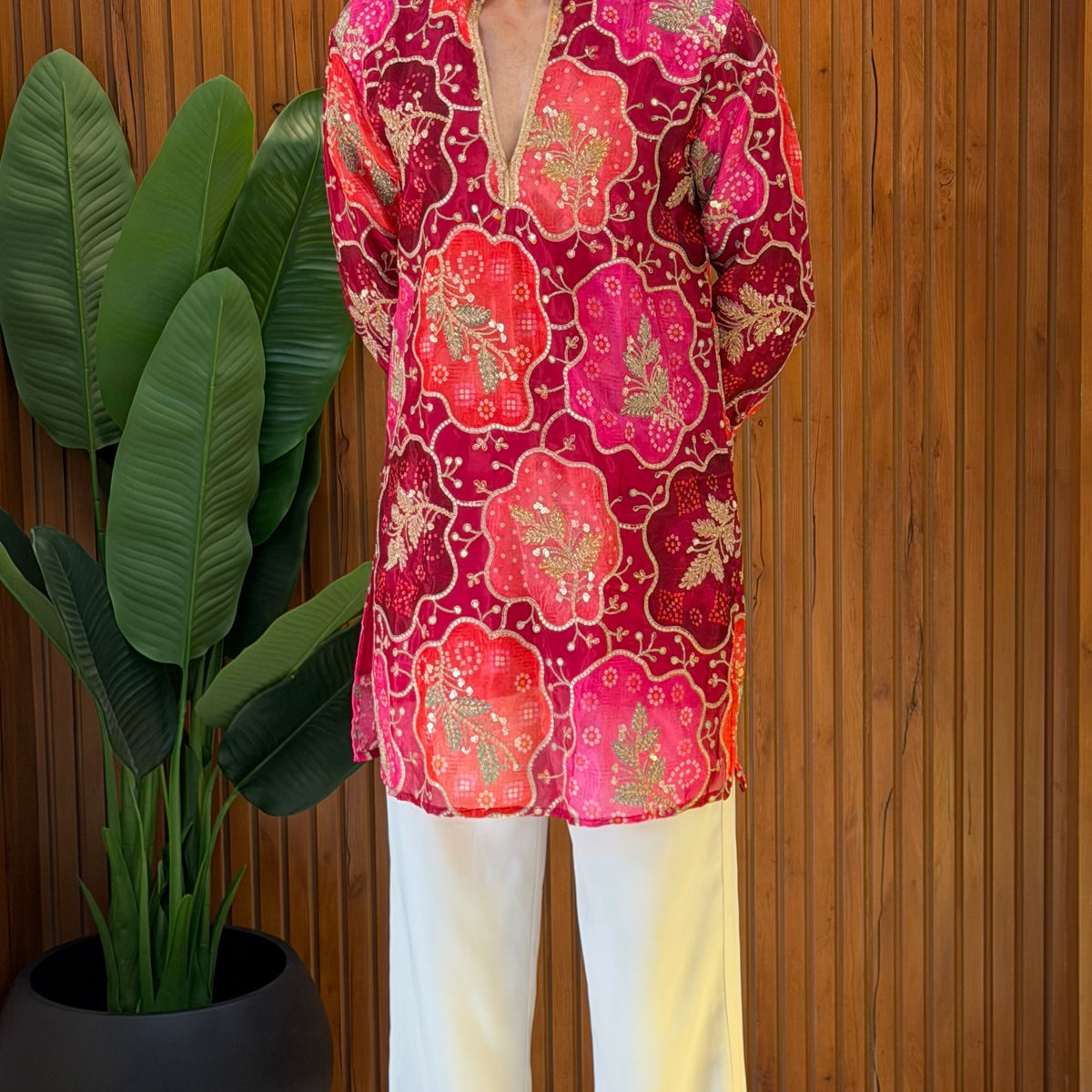 Royal Mehroon Floral Kurta