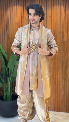Pure Kanjivaram Kurta Set with Shawl & Dhoti ✨