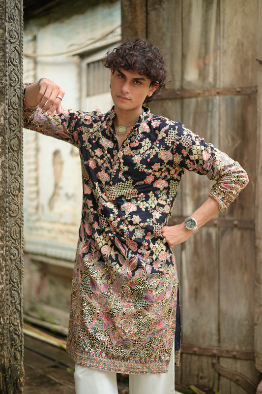 Midnight Blossom Kurta