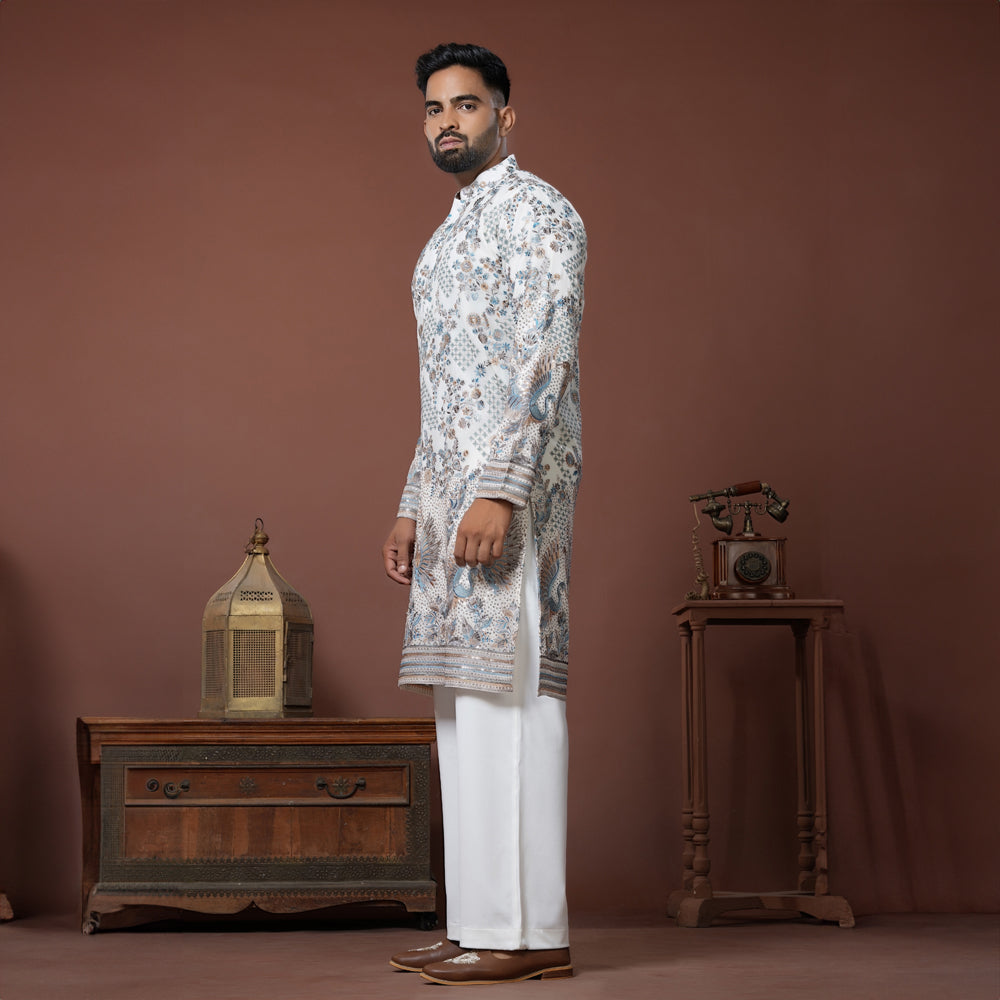 Safed Embroidery Kurta