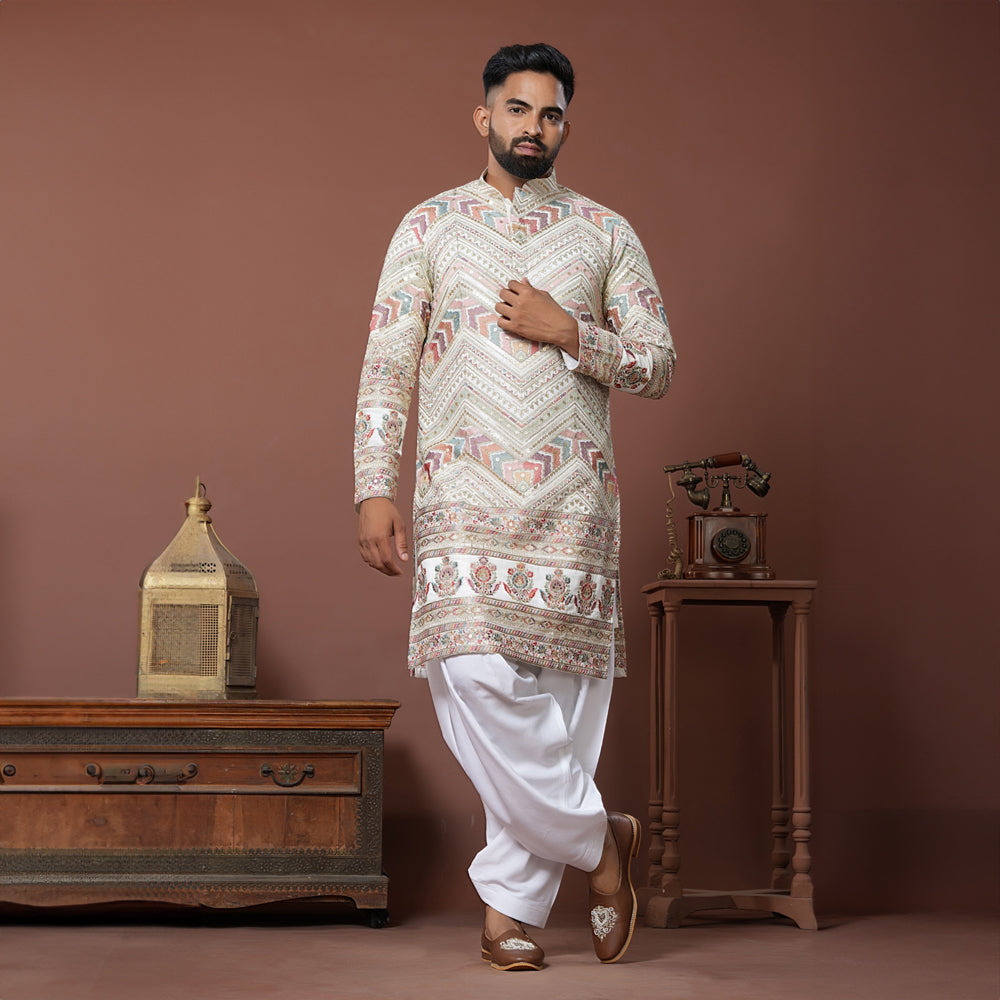 Chevron Royal Kurta - Hover Image