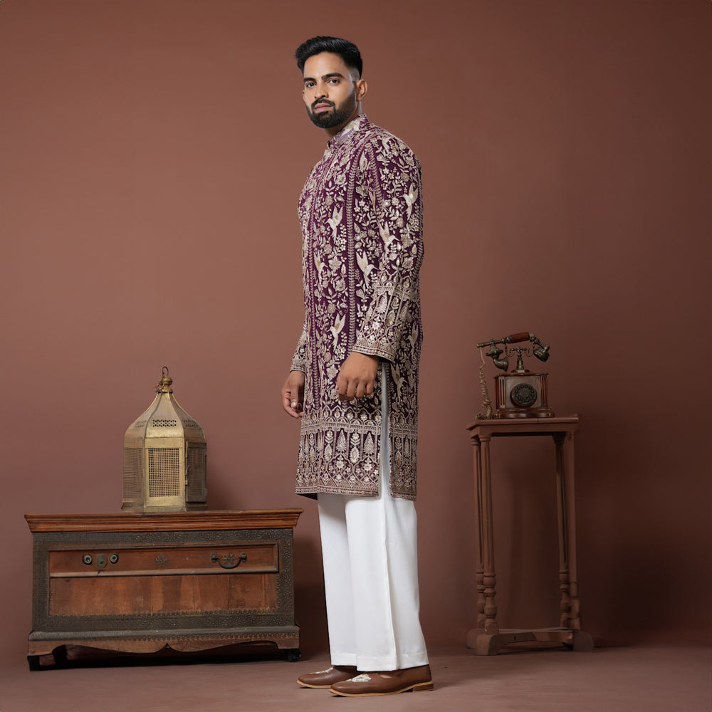 Royal Maroon Garden Kurta