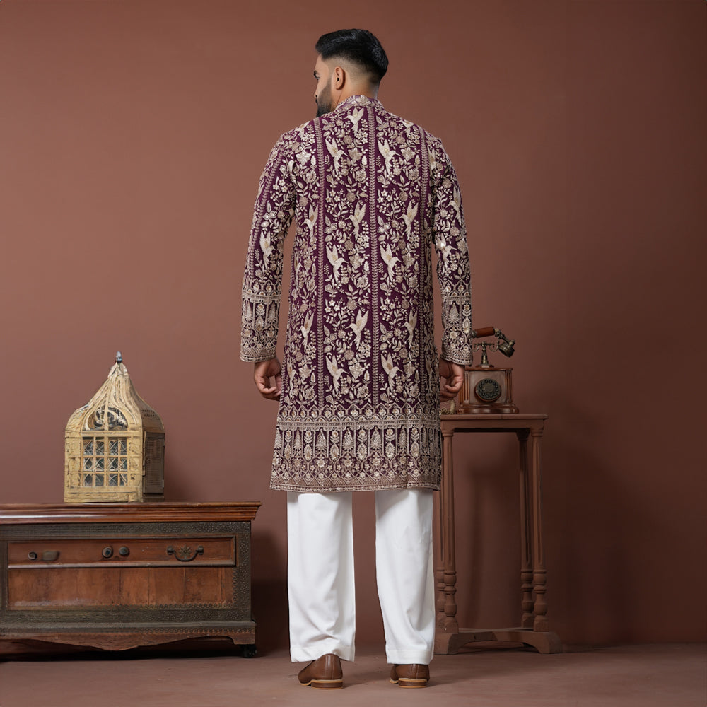 Royal Maroon Garden Kurta