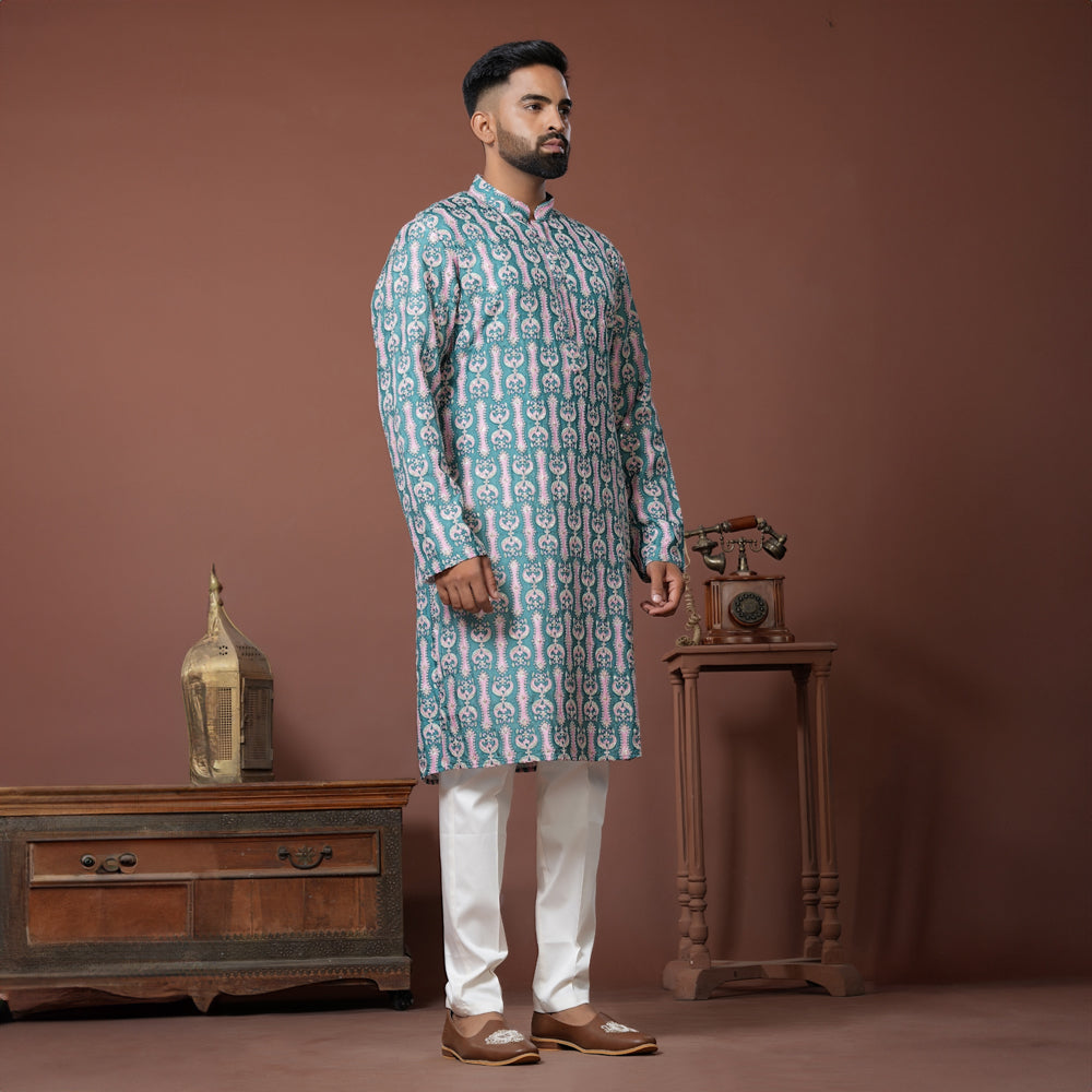 Aqua Bloom Kurta
