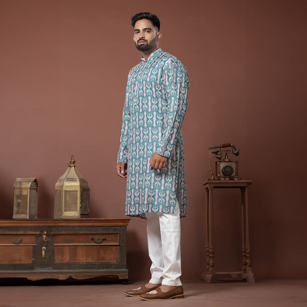 Aqua Bloom Kurta