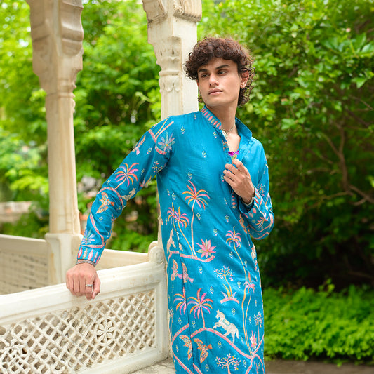 Turquoise Safari Kurta
