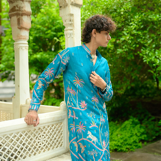 Turquoise Safari Kurta