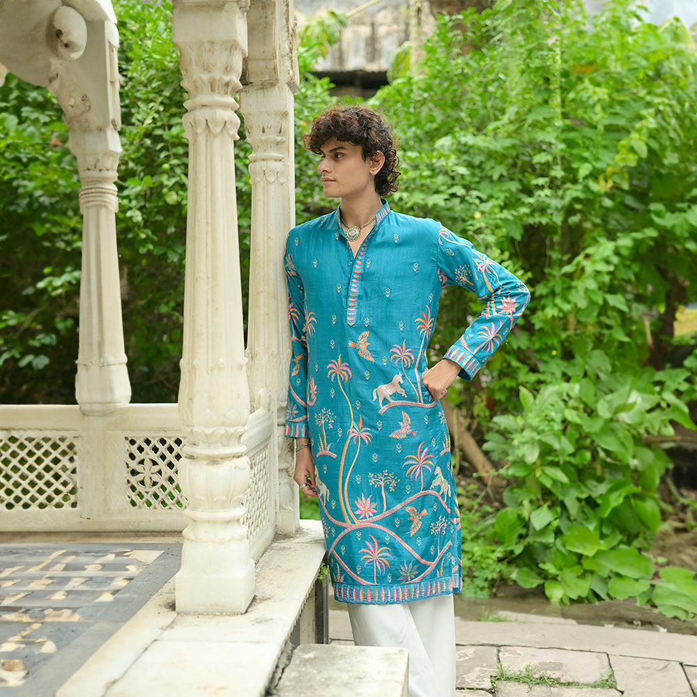 Turquoise Safari Kurta