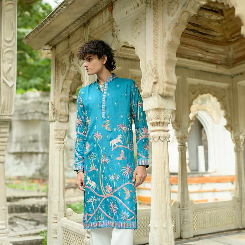 Turquoise Safari Kurta